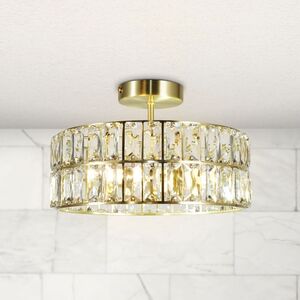Haley 4 Light Satin Brass Bathroom Crystal Ceiling Light